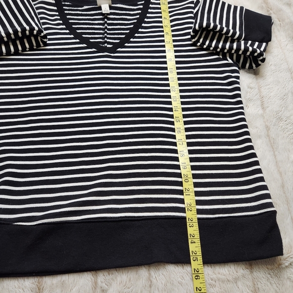 SIZE L Stripe Cotton blend pullover sweatshirt black white Nautical A NEW DAY - Picture 9 of 10